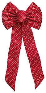 Holidaytrims 6061 Christmas Specialty Decoration, 1 in H, Glittering Bow Plaid, Velvet, Pack of 24