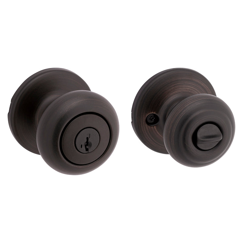 Kwikset Cove Series 400CV-11P-SMT-6AL-RCS Entry Knob, Venetian Bronze, Zinc, KW1 Keyway, Re-Key Technology: Smartkey