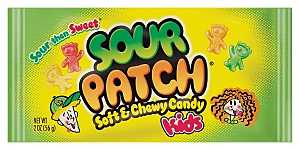 Sour Patch SPK24 Candy, Nutritional Information: 215 Calories, 36 mg Sodium, 52.975 g Carbohydrates, 37.226 g Sugar, Pack of 24
