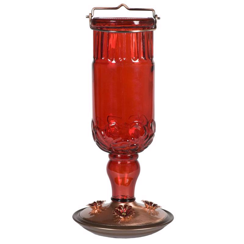 Perky-Pet Hummingbird 24 oz Copper/Glass Antique Bottle Nectar Bird Feeder 4 ports, Pack of 2