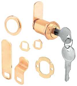 Defender Security U 9946 Drawer and Cabinet Lock, 1-1/8 in L Dimensions, Brass, Keyed Lock, Y13 Yale Keyway