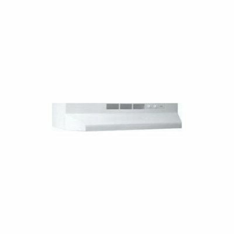 Broan 412401 Under Cabinet Range Hood, 2 Fan, Non-Ducted Vent, 24 in W, 17-1/2 in D, 6 in H, Steel, White, ADA Compliant