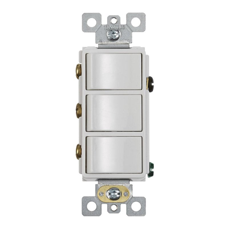 Broan P3RW Three-Rocker Switch, 15 A, 120 VAC, White