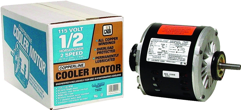 Dial 2204 Evaporative Cooler Motor, 0.5 hp, 1-Phase, 115 V, 1/2 in Dia Shaft, Clockwise Shaft Rotation, Ball Bearing