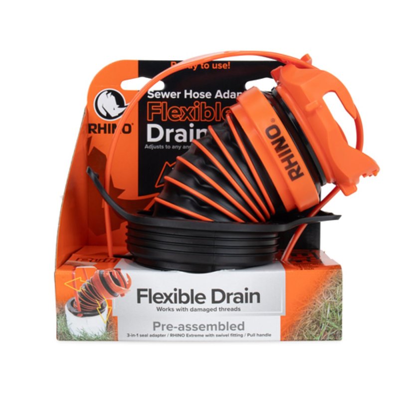 Rhino 39319 Sewer Hose Adapter Flexible Drain, Black