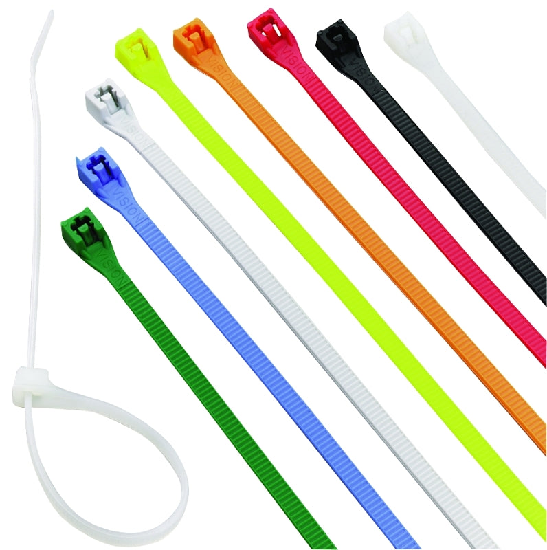 Calterm 73240 Cable Tie, 13/16 in Max Bundle Dia, 6/6 Nylon, Assorted, 4 in L, 100/PK