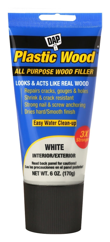 Plastic Wood 7079800585 Wood Filler, Paste, White, 6 oz Tube