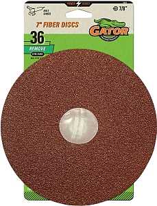 Gator 3083 Sanding Disc, 7 in Dia, 36 Grit, Extra Coarse, Aluminum Oxide Abrasive, Fiber Backing