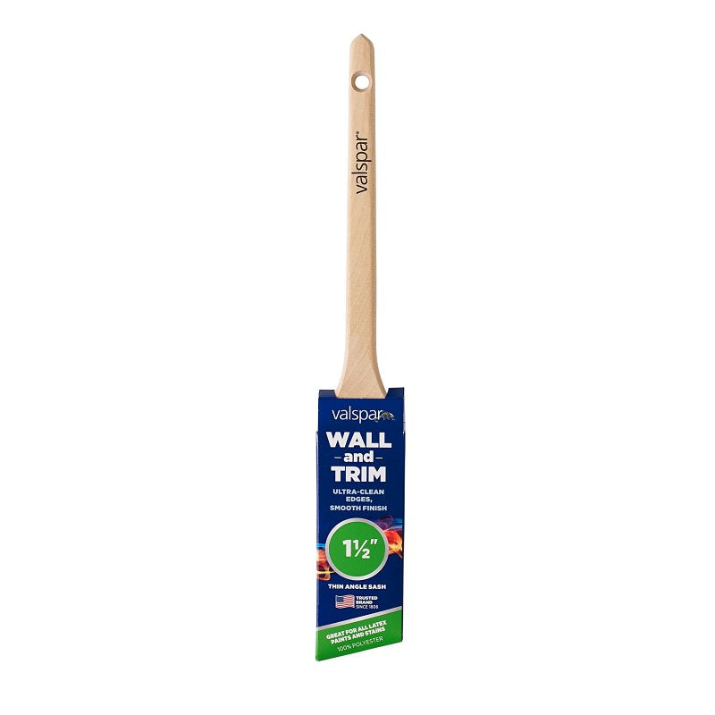 Valspar Wall and Trim Series 881442150 Sash Brush, 1-1/2 in W, Angle Brush, Polyester Bristle