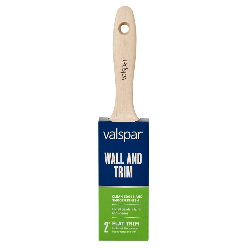 Valspar Wall and Trim Series 881445200 Paint Brush, 2 in W, Flat Brush, Polyester Bristle, Beavertail, Ergonomic Handle