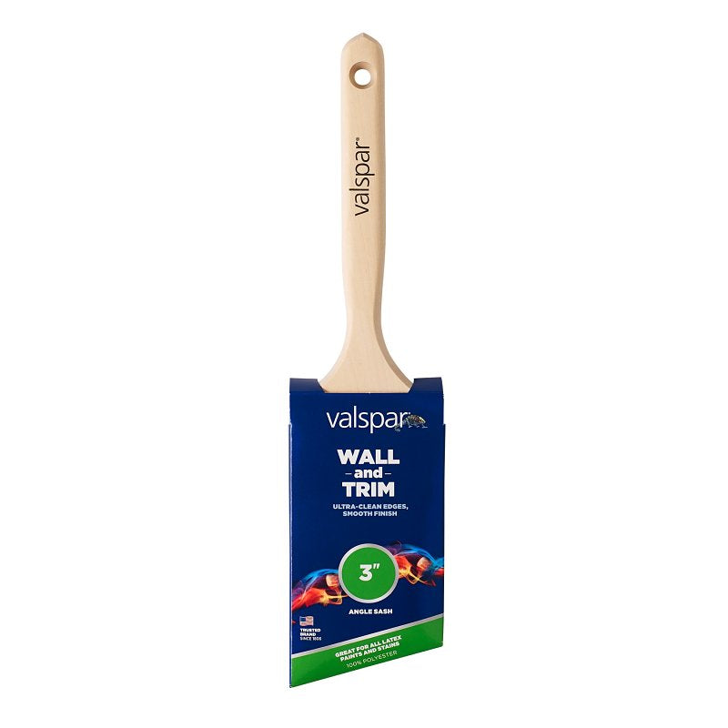 Valspar Wall and Trim Series 882540500 Sash Brush, 3 in W, Angle Brush, Polyester Bristle