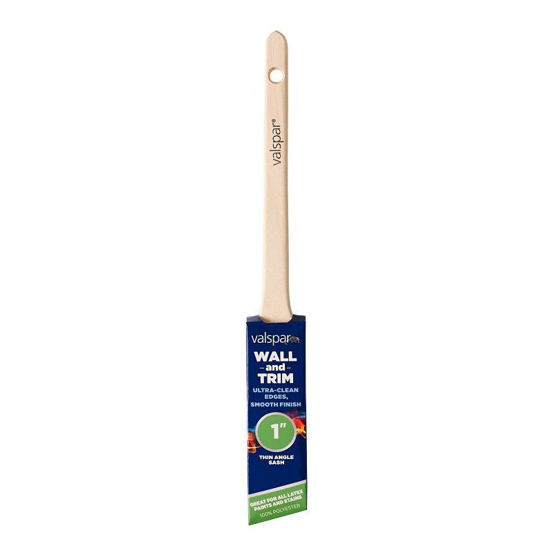 Valspar Wall and Trim Series 882545100 Sash Brush, 1 in W, Angle Brush, Polyester Bristle