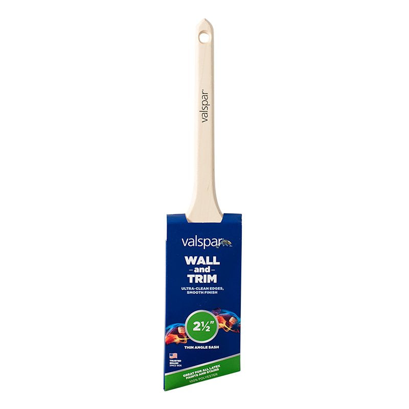 Valspar Wall and Trim Series 882545400 Sash Brush, 2-1/2 in W, Angle Brush, Polyester Bristle