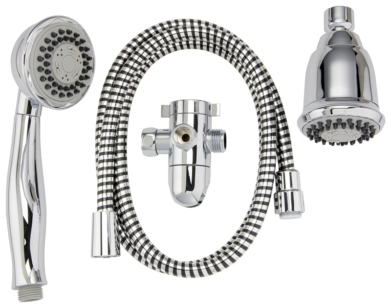 Stylewise K750CP Shower Head Kit, 1.8 gpm, 3 -Spray Function, Polished Chrome, 60 in L Hose