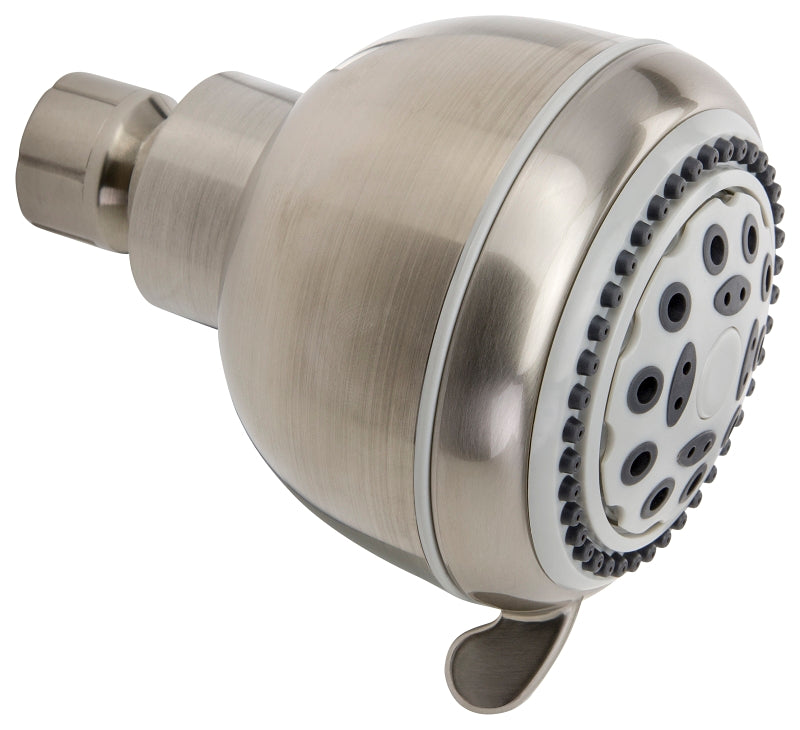 Stylewise K701BN Shower Head, Round, 1.8 gpm, 5 -Spray Function, Brushed Nickel, 3.35 in Dia