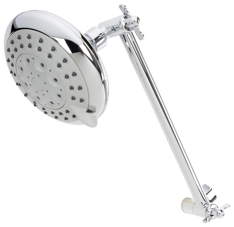 Stylewise K730CP Adjustable Arm Shower Head, Round, 1.8 gpm, 5 -Spray Function, Polished Chrome, 4-3/4 in Dia
