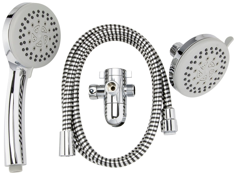 Stylewise K751CP Shower Head Kit, 1.8 gpm, 5 -Spray Function, Polished Chrome, 60 in L Hose