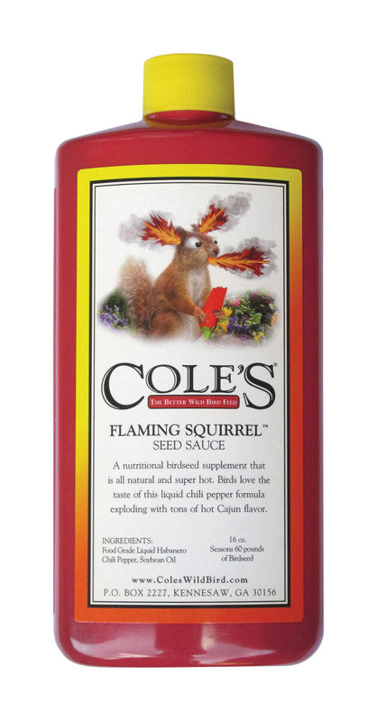 Cole's Flaming Squirrel Seed Sauce FS16 Bird Seed, Cajun Flavor, 16 oz Bottle