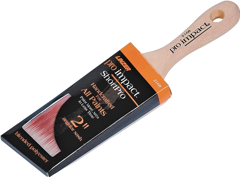 Linzer WC 2168-2 Paint Brush, 2 in W, 2-1/2 in L Bristle, Polyester Bristle, Angular Handle