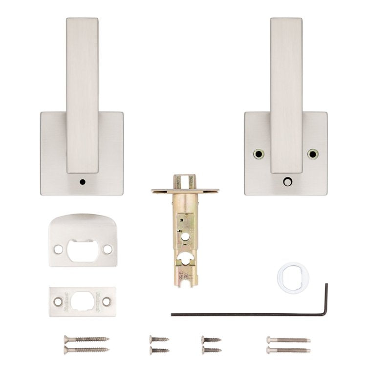 Kwikset Signature, Singapore Series 730SAL SQT 15 Bed/Bath Door Handle, Contemporary Design, Lever Handle, Satin Nickel