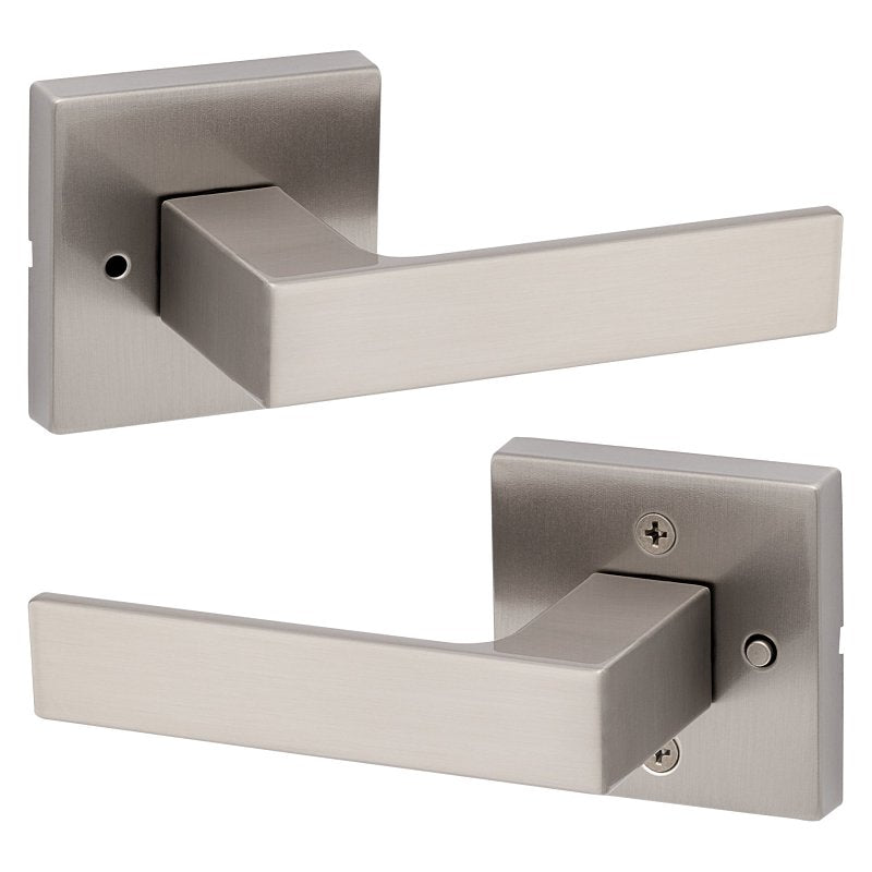 Kwikset Signature, Singapore Series 730SAL SQT 15 Bed/Bath Door Handle, Contemporary Design, Lever Handle, Satin Nickel