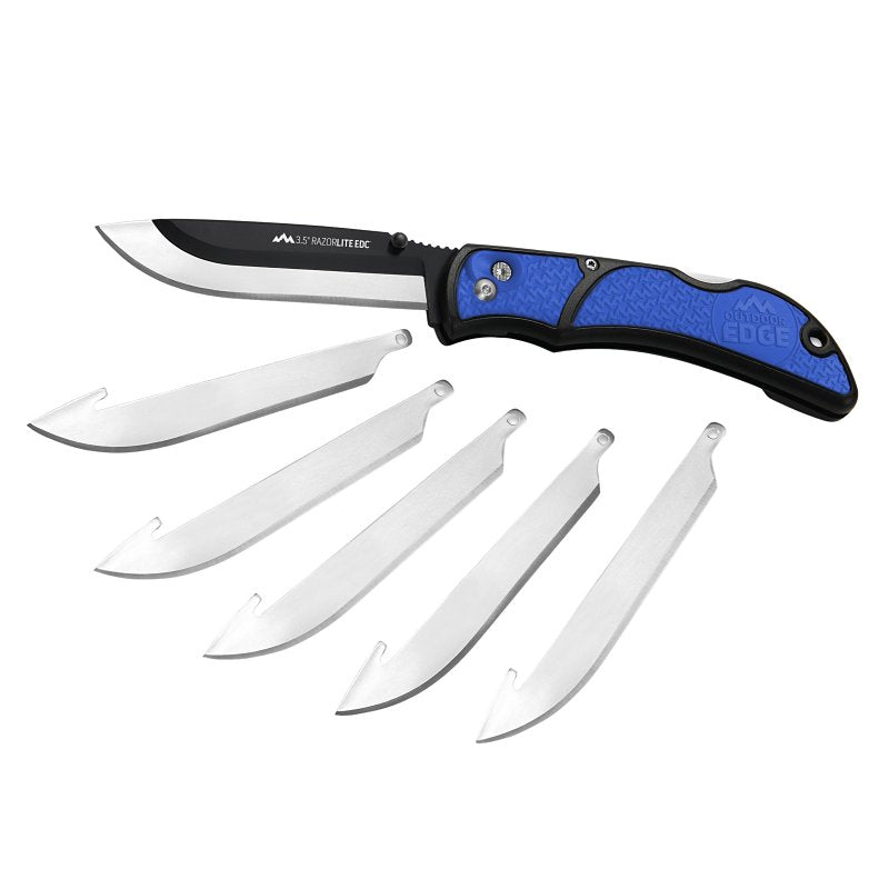 Outdoor Edge Razor-Lite Series RLU-40C Knife, 3-1/2 in L Blade, Stainless Steel Blade, TPR Handle, 8 in OAL, Pack of 6
