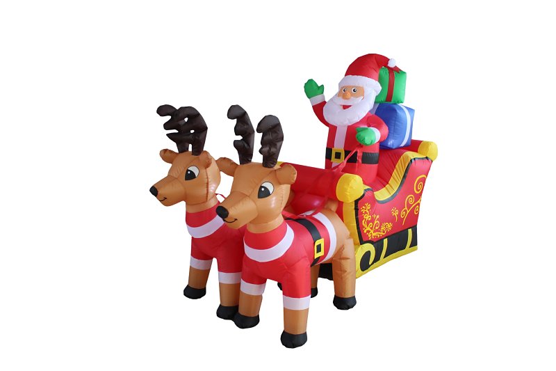 Santas Forest 93022 Inflatable Santa Sleigh, 4 ft H, Polyester, Multi-Color, Internal Light