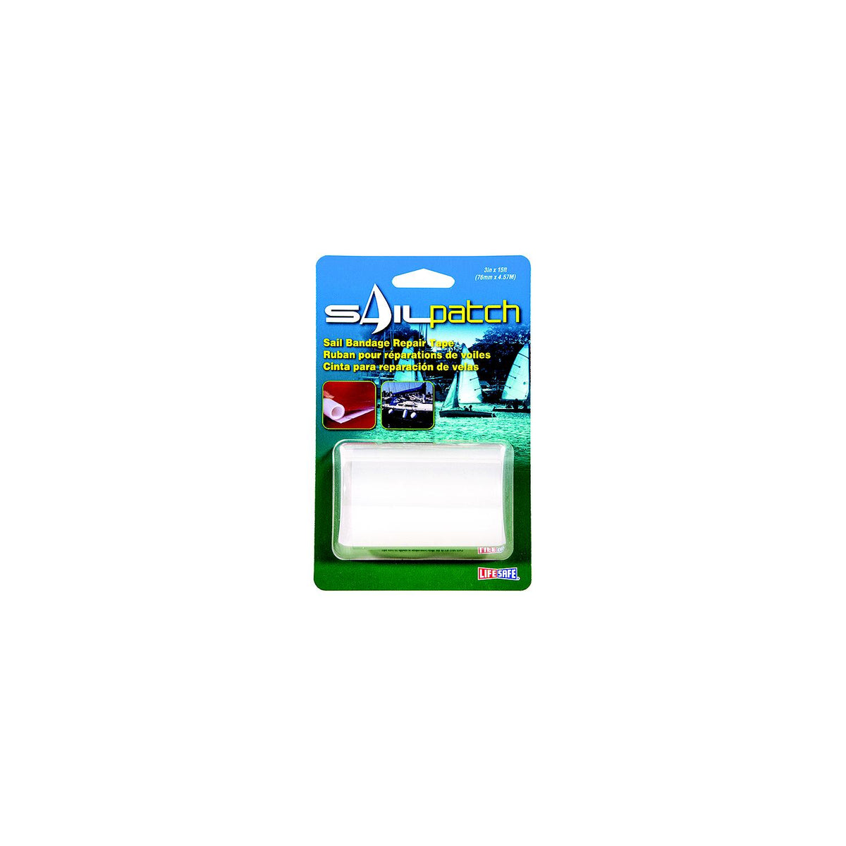 Life Safe Super Clear UV Stablized Sail Patch Repair Tape 3″ x 15'