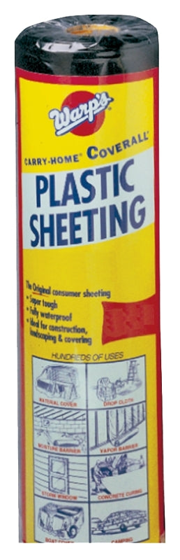 Warp's 4CH15-B Poly Film, 25 ft L, 15 ft W, 4 mil Thick, Polyethylene Backing, Black, Pack of 4