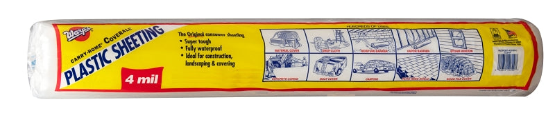 Warp's 4CH15 Poly Film, 4 mil Thick, 25 ft L, 15 ft W, Clear, Pack of 4