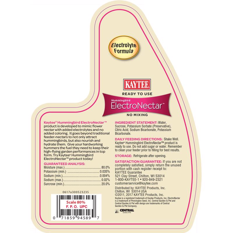 Kaytee ElectroNectar Hummingbird Sucrose Nectar 64 oz, Pack of 4