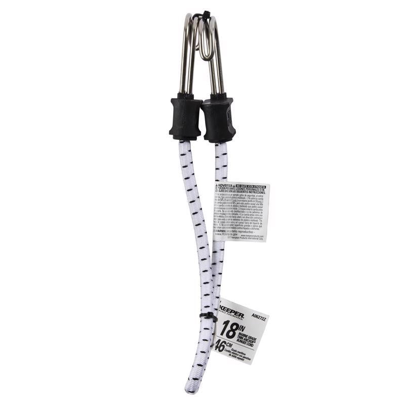 Keeper Twin Anchor White Bungee Cord 18 in. L X 0.315 in. 1 pk, Pack of 10