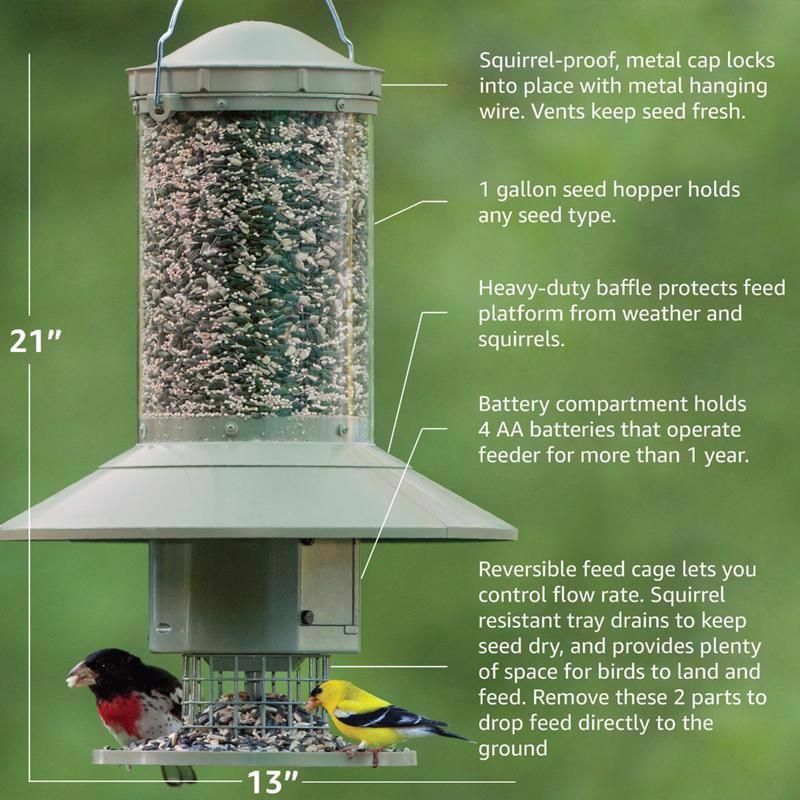 Wingscapes Wild Bird 1 gal Plastic Auto Feed Tube Bird Feeder 1 ports