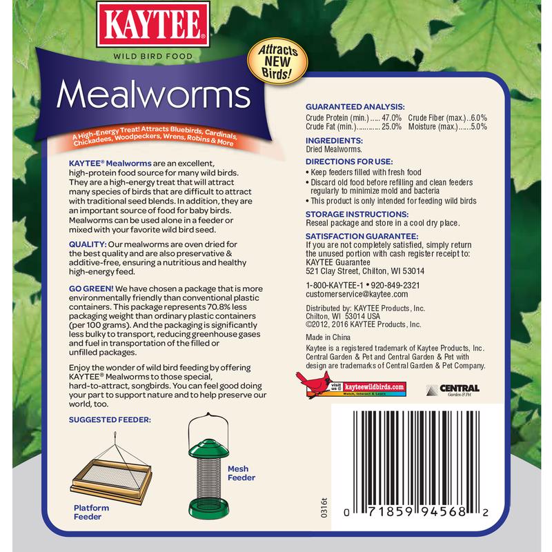 Kaytee Bluebird Dried Mealworm Mealworms 7 oz, Pack of 6
