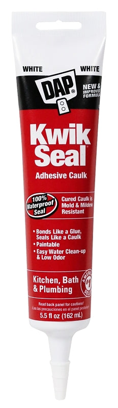 DAP 18001 Kitchen and Bath Caulk, White, -20 to 150 deg F, 5.5 oz Tube