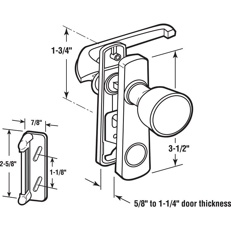 Prime-Line K 5001 Tulip Knob Latch, Aluminum, Powder-Coated, 5/8 to 1-1/4 in Thick Door