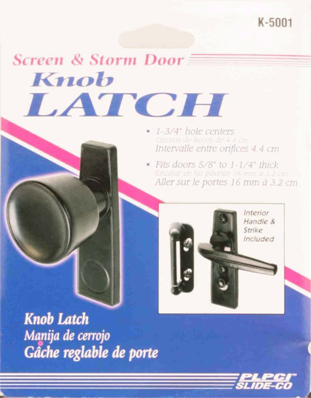 Prime-Line K 5001 Tulip Knob Latch, Aluminum, Powder-Coated, 5/8 to 1-1/4 in Thick Door