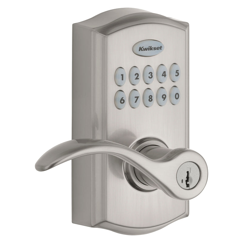 Kwikset 955PML 15 SMT CP Electronic Entry Lock, Satin Nickel, Commercial, AAA Grade, Zinc, ADA Compliant