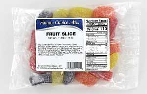 Family Choice 1110 Candy Slice, Assorted Fruits, 14 oz, Pack of 12