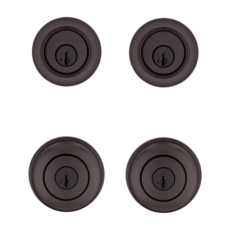 Kwikset Cove Series 92420-063 Entry Knob and Single Cylinder Deadbolt, Knob Handle, Venetian Bronze, 3 Grade, Metal