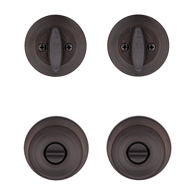 Kwikset Cove Series 92420-063 Entry Knob and Single Cylinder Deadbolt, Knob Handle, Venetian Bronze, 3 Grade, Metal