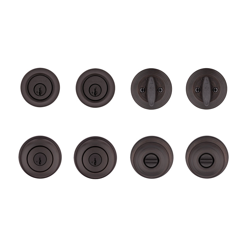 Kwikset Cove Series 92420-063 Entry Knob and Single Cylinder Deadbolt, Knob Handle, Venetian Bronze, 3 Grade, Metal