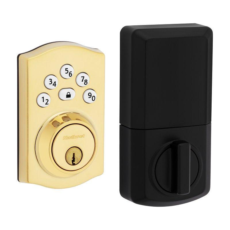 Kwikset Powerbolt 240 Series 992400-001 Keypad Electronic Lock, 3 Grade, Zinc, Lifetime Polished Brass, KW1 Keyway