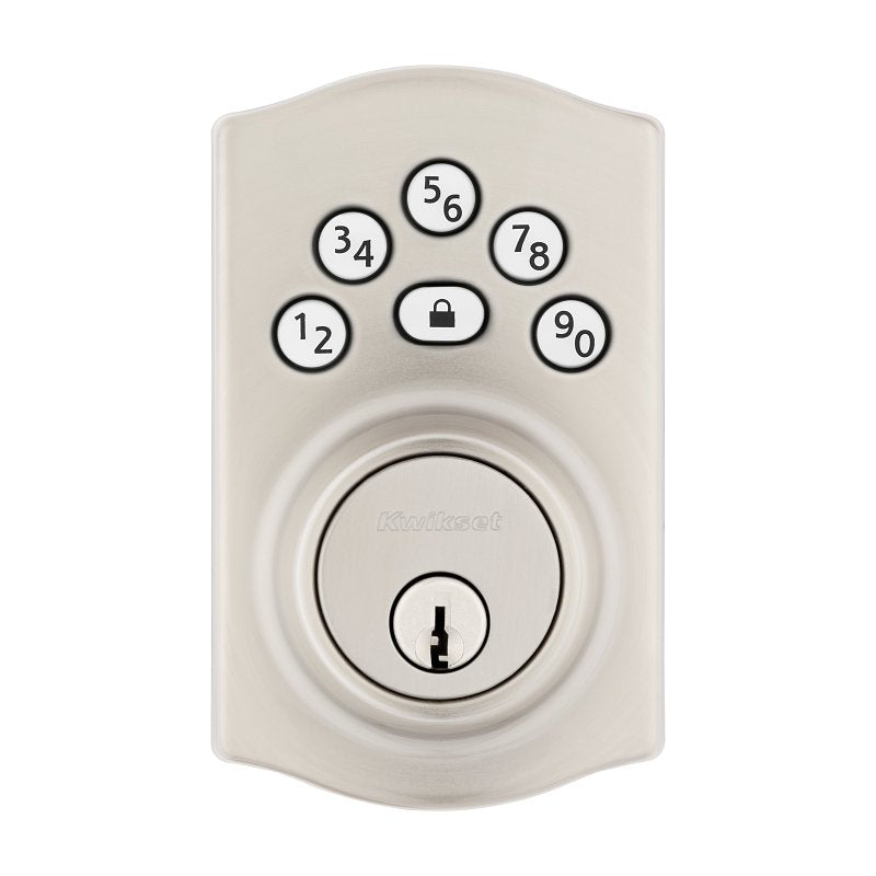 Kwikset Powerbolt 240 Series 992400-002 Keypad Electronic Lock, 3 Grade, Zinc, Satin Nickel, KW1 Keyway