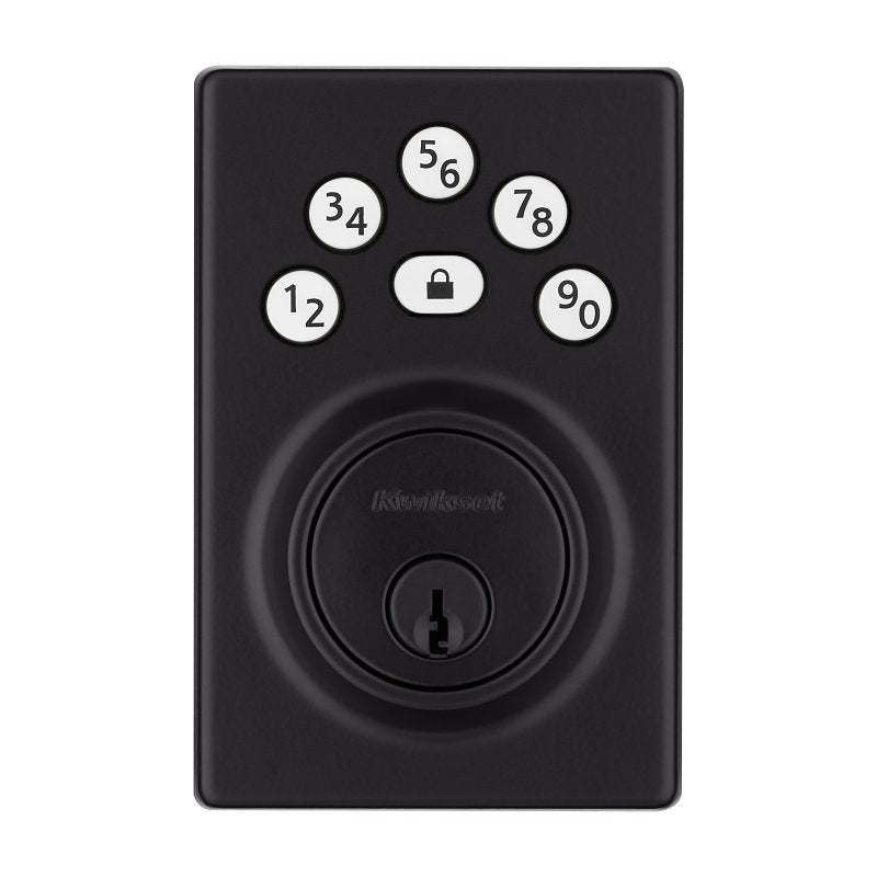 Kwikset Powerbolt 240 Series 992400-005 Keypad Electronic Lock, 3 Grade, Zinc, Matte Black, KW1 Keyway