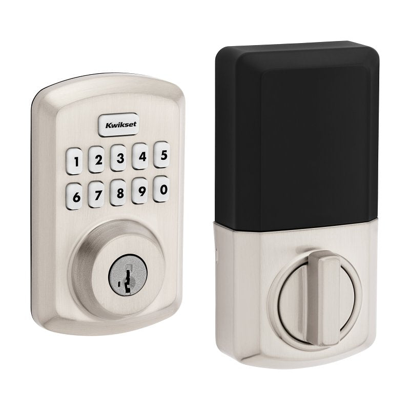 Kwikset Powerbolt 250 Series 992500-002 Keypad Electronic Lock, 3 Grade, Zinc, Satin Nickel, KW1 Keyway