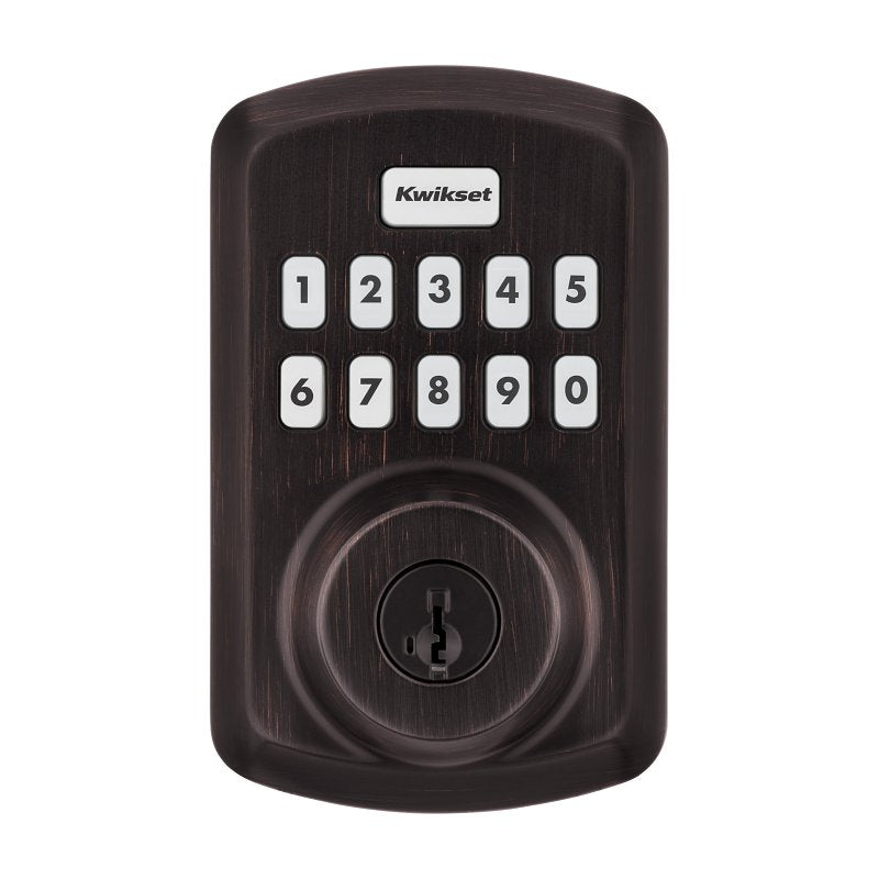 Kwikset Powerbolt 250 Series 992500-003 Keypad Electronic Lock, 3 Grade, Zinc, Venetian Bronze, KW1 Keyway