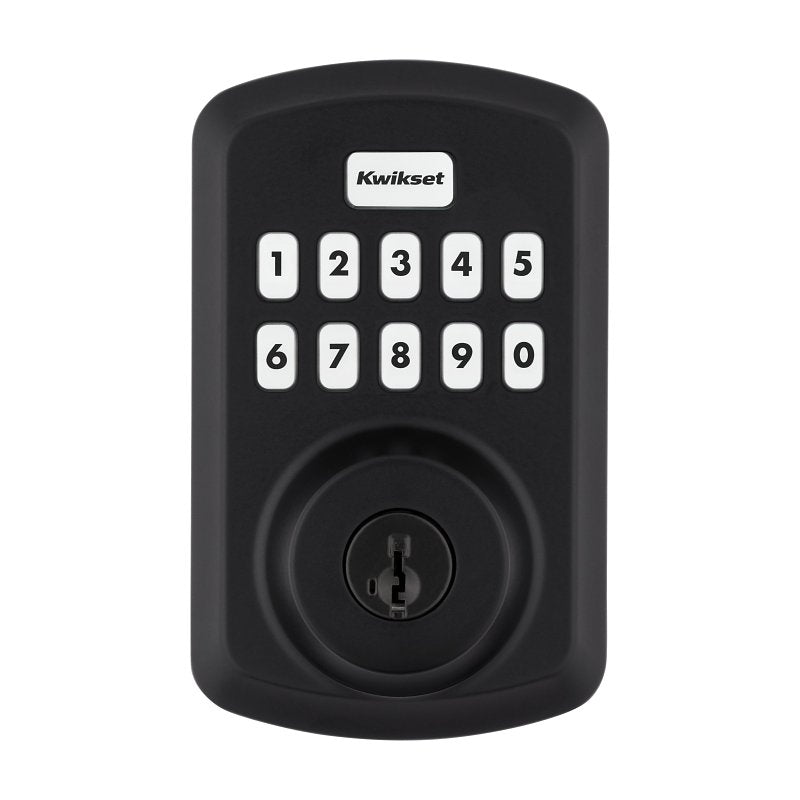 Kwikset Powerbolt 250 Series 992500-004 Keypad Electronic Lock, 3 Grade, Zinc, Matte Black, KW1 Keyway