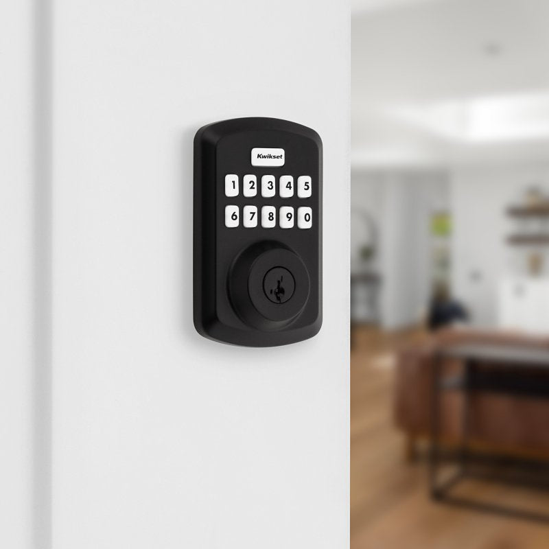 Kwikset Powerbolt 250 Series 992500-004 Keypad Electronic Lock, 3 Grade, Zinc, Matte Black, KW1 Keyway