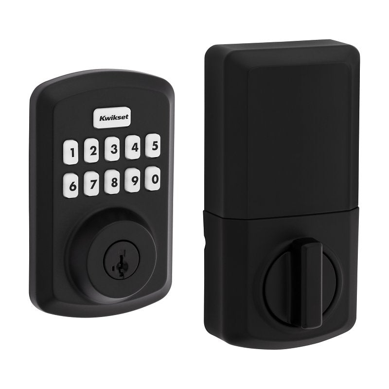 Kwikset Powerbolt 250 Series 992500-004 Keypad Electronic Lock, 3 Grade, Zinc, Matte Black, KW1 Keyway
